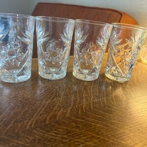 Set of 4 Vintage Anchor Hocking Early American Prescut Juice Glasses